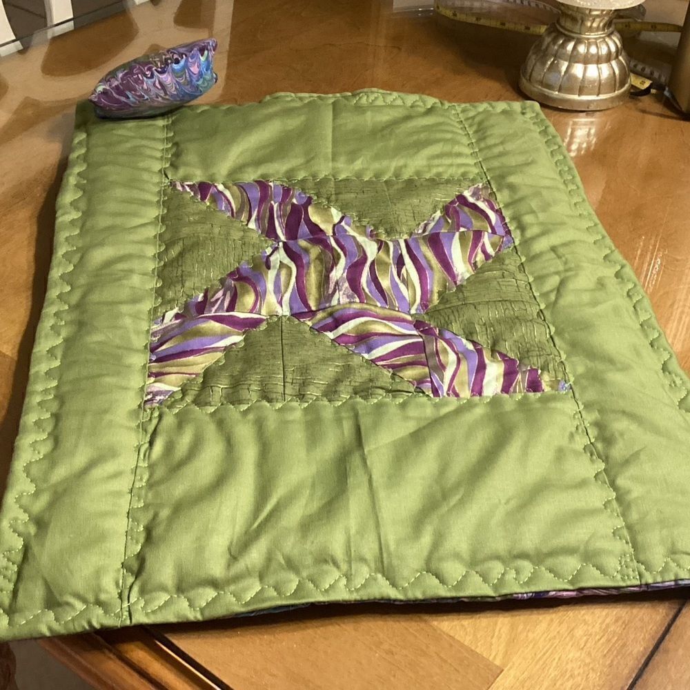 NWOT. Hand Crafted Reversible Stuffed Animal/Doll Quilt with Pillow Set